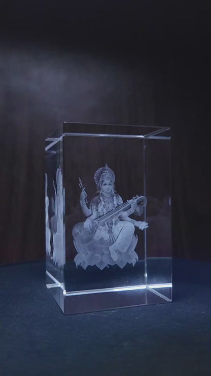 3D Crystal - Goddess Saraswati