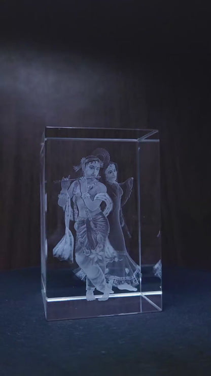 3D Crystal - Radha Krishna