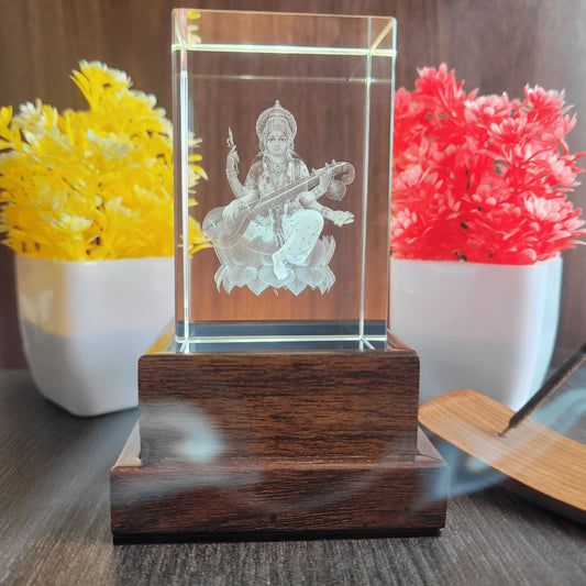 3D Crystal - Goddess Saraswati